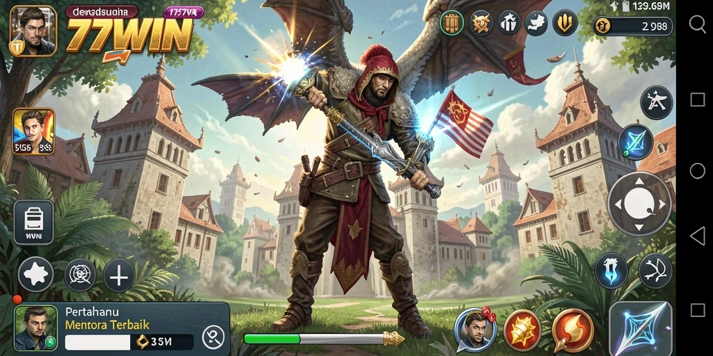 Tampilan gameplay menegangkan di 77WIN saat melawan gelombang musuh.