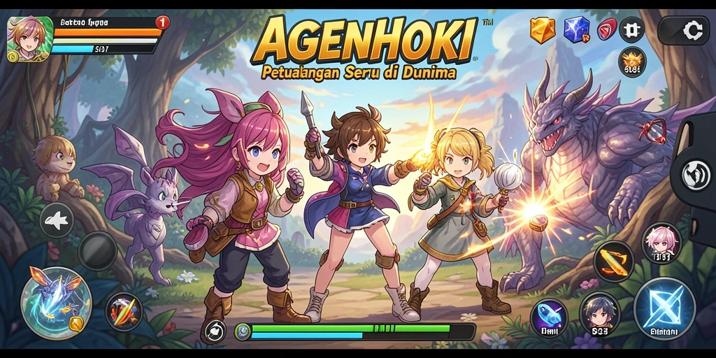 Tampilan gameplay AGENHOKI yang memukau dengan karakter Anime.