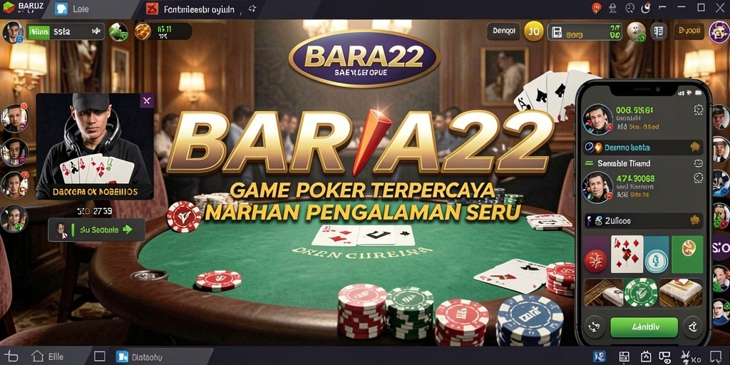 Tampilan utama BARA22 menampilkan gameplay Poker yang seru dan menarik.