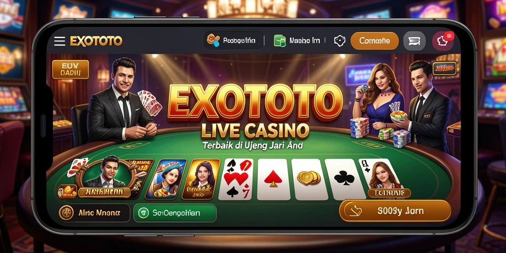 Tampilan gameplay EXOTOTO menampilkan dealer langsung dan meja permainan yang menarik.