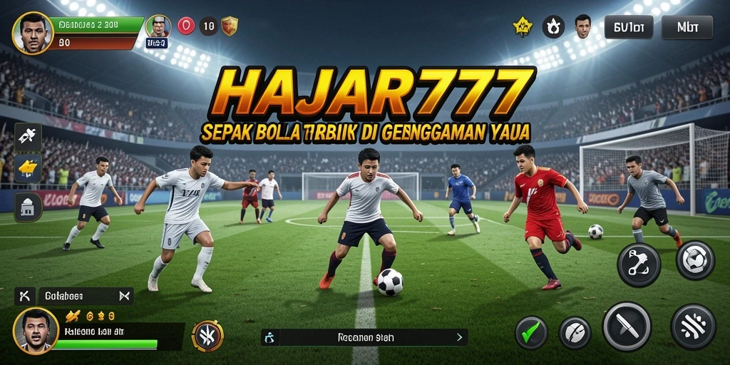 Tangkapan layar gameplay HAJAR777 menampilkan pertandingan sepak bola epik.