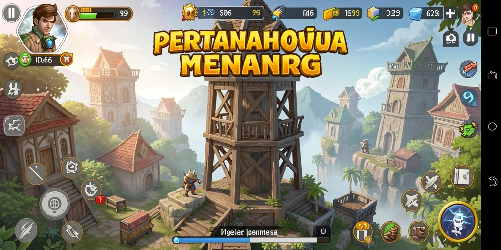 Tampilan gameplay menara pertahanan yang seru dan menantang.