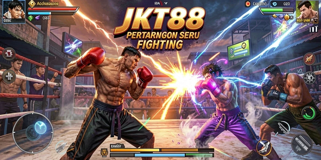 Tampilan aksi mendebarkan dalam gameplay Fighting JKT88.