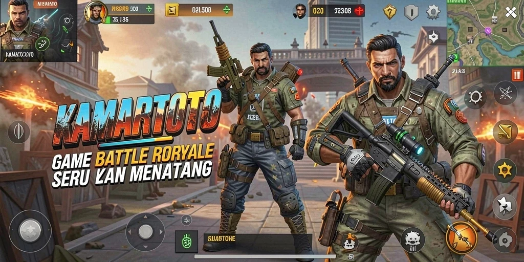 Screenshot utama KAMARTOTO menampilkan momen intens pertarungan Battle Royale.