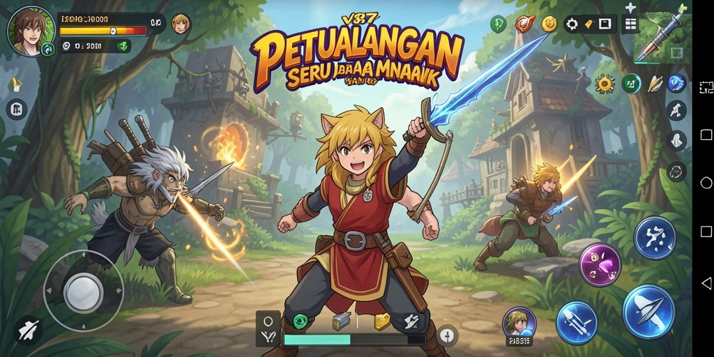 Tampilan gameplay V87 dengan aksi seru karakter Anime.