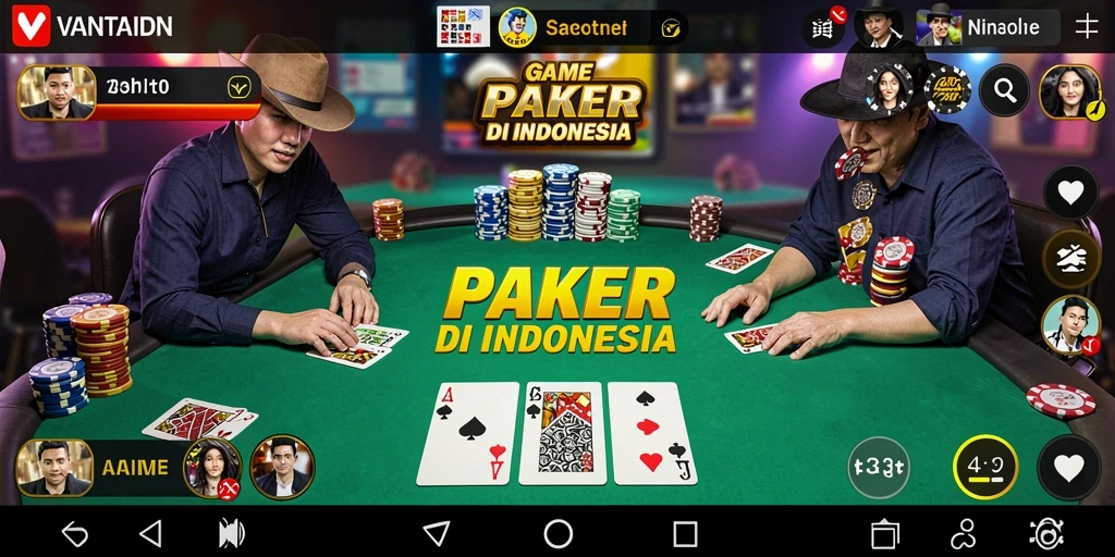 Tampilan gameplay VANTAIDN yang seru dan penuh aksi poker.